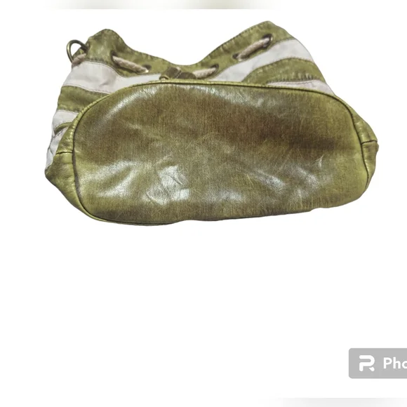 J & E New York Small Purse Green And White Stripes - Picture 3 of 11